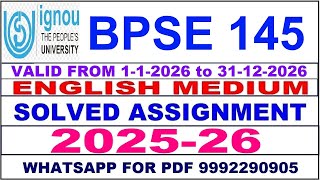 BPSE 145 solved assignment 2025-26 in English || bpse 145 solved assignment 2026 || bpse145 2025-26