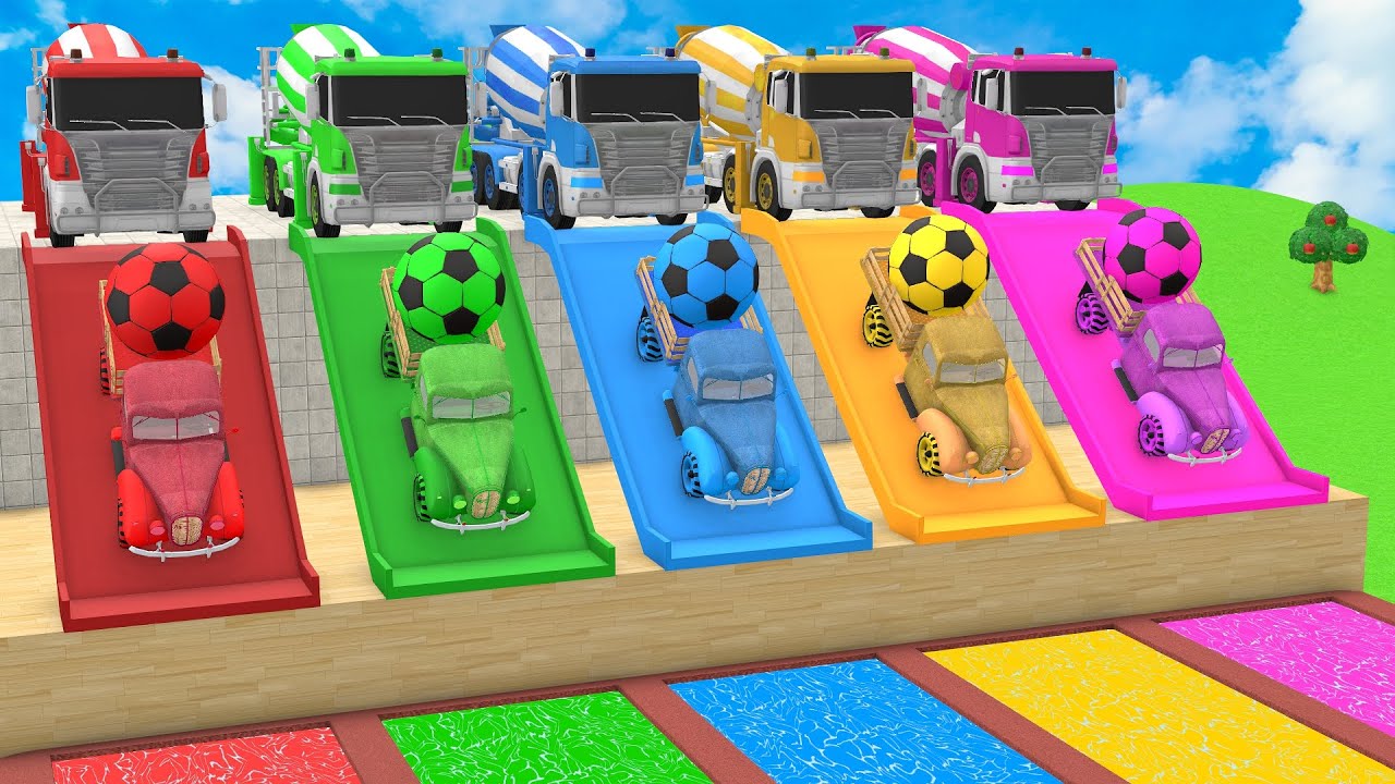 Colorful Cement Truck, Tractor & Cars 🚜🚗 | Old MacDonald, Mary Had a Little Lamb & More Rhymes