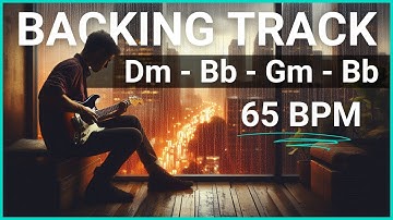 Cinematic Steps in the Rain Rock Ballad Guitar Backing Track in D Minor | 65 BPM | Dm - Bb - Gm - Bb
