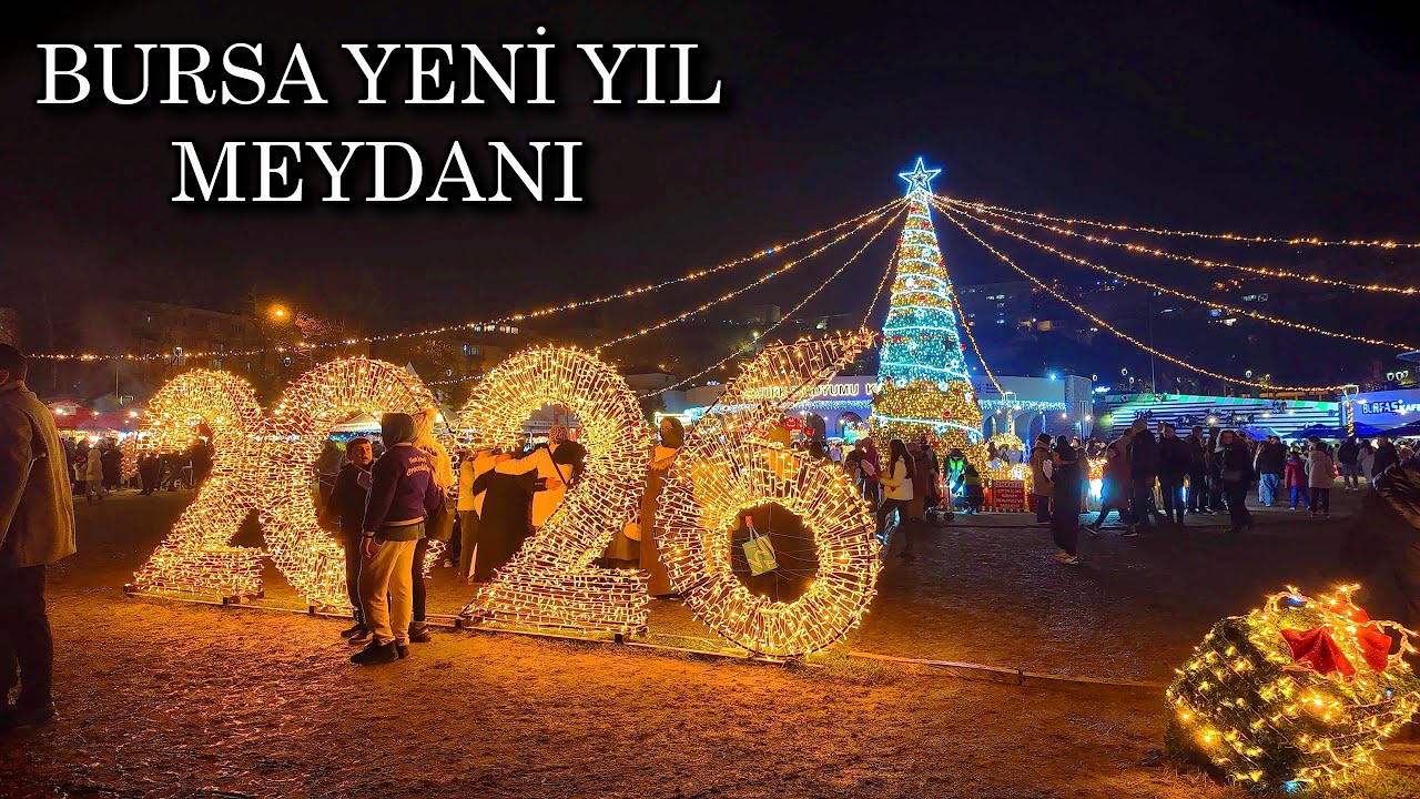 Bursa’da Yılbaşı Büyüsü 🎄 Millet Bahçesi Yeni Yıl Meydanı Akşam Yürüyüşü | Bursa Yeni Yıl Meydanı