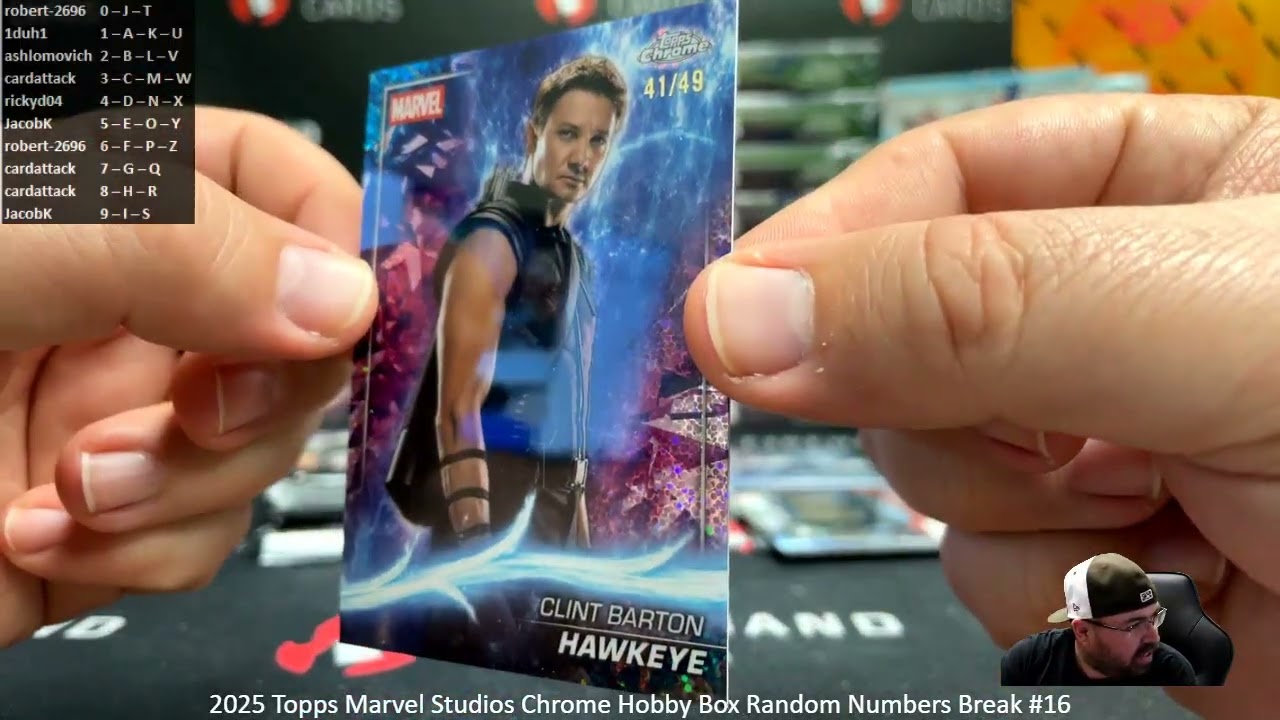 1/26/2026 2025 Topps Marvel Studios Chrome Hobby Box Random Numbers Break #16