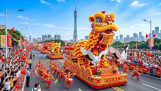🇨🇳 Guangzhou China Golden Week 2026 | Massive Holiday Crowd, May Day Festival &amp; Lion Dance Parade 4K