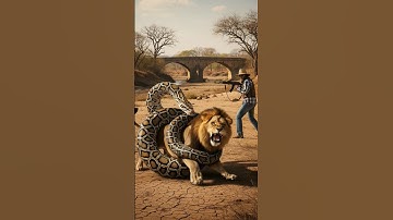 a brave man rescue a lion from a python! #rescue #animalattack
