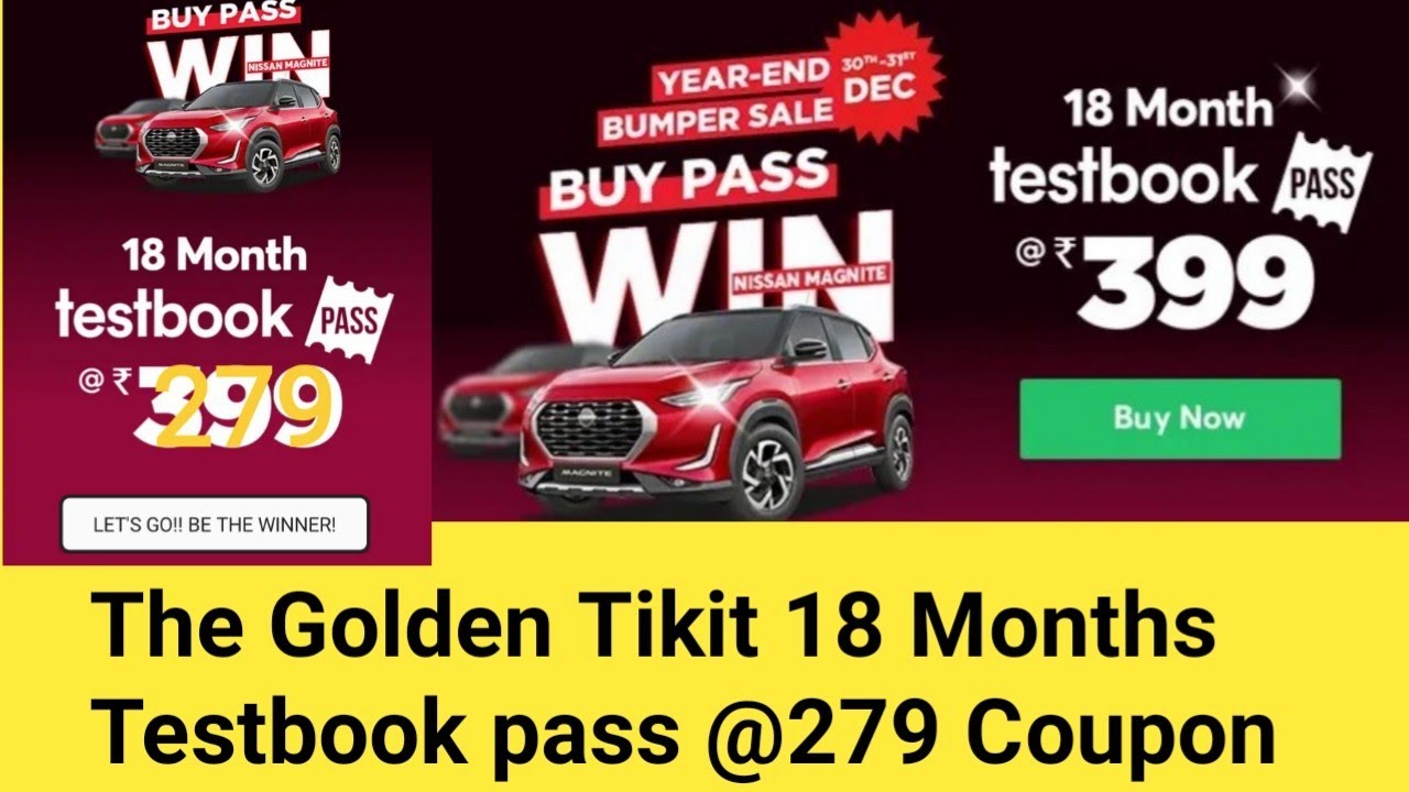The Golden Tikit 18 Months Testbook pass @279 Coupon Code BP4R20 | Testbook Pass 18 Months Coupon