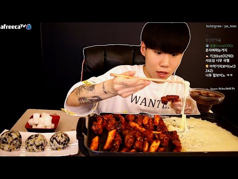 치즈듬뿍 매운등갈비🔥 <strong>참치마요주먹밥</strong> 치킨무까지 먹방 MukBang Eating Show [파투]