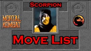 Mortal Kombat 1 (1992) - Scorpion Move List screenshot 1