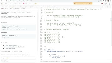 Leetcode 1216. Valid Palindrome III - Reformulation and DP