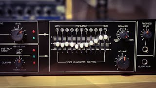 Roland SVC 350 Vocoder | Where You Lie
In 1979 Roland released one of the most famous vocoders of all time, the VP-330, but some may not realise that it had a lesser known sibling; the SVC-350.
The 350 is essentially the same vocoder found in the 330, but in rackmount format and without the synth parts. That said, it does have some unique features that don’t appear on the 330.
The 350 went on being made quite late into the 80s and the serial of this particular unit dates to July 1985 which ties in with Roland’s move towards rack mount and module-based gear at that time.
Here’s a 1980 article on “The Roland Rack”: http://retrosynthads.blogspot.com/2019/02/roland-roland-rack-catalog-may-1980.html
SVC-350 features: Starting on the left there’s a microphone input section (xlr and jack) which is the modulator and then an instrument or guitar input section that acts as the carrier. The Guitar input also has a “harmonics” knob to balance the incoming sound.
Your modulator and carrier then run through the 11-band vocoder that has 11 corresponding sliders that can boost or cut that particular band to sculpt the sound. These are labelled “voice character control”.
There’s then a balance knob to blend between the direct modulator signal and vocoder as well as quite comprehensive outputs and remote (footswitch) controls for different live or studio applications.
In also has the classic Roland stereo ensemble.
My original intention was to do a talkthrough of its features and also compare it to my Seekers Voice Spectra vocoder which I absolutely love. I started trying out some test sounds for that video and was laying them down and multi-tracking for comparisons and basically I wound up making a whole track so, I decided to follow where that was going and abandon the original talkthrough idea.
There is already a talkthrough video here anyway: https://youtu.be/cOO6xTXTeiA
At the very start of the demo you actually hear a Juno and Seekers Voice Spectra (a bit weird I know, but it was intended as a comparison and this video unfolded in an ad-hoc manner). From 28 seconds we overdub with the SVC-350 and you can hear its mellower sound which compliments the more crystal-like Spectra.
From about 41 seconds I ran a Roland System 100m through the 350 with its own noise generator as modulator and an oscillator as a carrier which gave a slightly unusual texture to the ostinato I’m playing (controlled by the SH-101).
From around 55 seconds I tried a lower part singing an alternative melody and used a sawtooth from the Sequential Pro~One. I also ran a Sequential Drumtraks through the 350 as the modulator with a guitar as the carrier. The cymbals with the guitar created some particularly interesting sounds I thought (heard on the downbeat of every other bar).
As a contrast, in the middle things go acoustic in terms of voices and guitars. I quite like that moment as it’s as though we come out of electronics and into more natural sounds.
Gear / Sounds used:
Roland SVC-350 Vocoder (1979)
Seekers Voice Spectra Vocoder (1999)
Roland System 100m (1979)
Roland SH-101 (1982)
Roland Juno-6 (1982)
Sequential Circuits Pro~One (1981)
ARP Odyssey Mark II 2813 (circa 1976)
Musicaid Simmons SDS-3 (1978)
Sequential Circuits Drumtraks (1984)
Roland TR-606 Hi-Hats (1981)
Alvarez Baritone Acoustic
Squier Jagmaster Vista (1997)
AKG C414S
Stagg SDM-50
G-Force Software MTron Pro (Flutes)
G-Force Software VSM (Solina)
Spitfire Audio Joby Burgess Percussion (Orchestral Snare / Rain Sheet)
Fairlight CMI III Drum samples (end solo only)
Mixed by Jakob at Sonic Peak Studio.
In fact Jakob has done a walkthrough of the mix of this track: https://youtu.be/E4NJ5TfZ5Kw
Social:
http://Instagram.com/alexballmusic
http://Facebook.com/alexballmusic Roland SVC 350 Vocoder | Where You Lie
