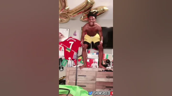 IShowSpeed hits 20 Million Subscribers and jumps infront his camera🤣 #ishowspeed #20million #subs