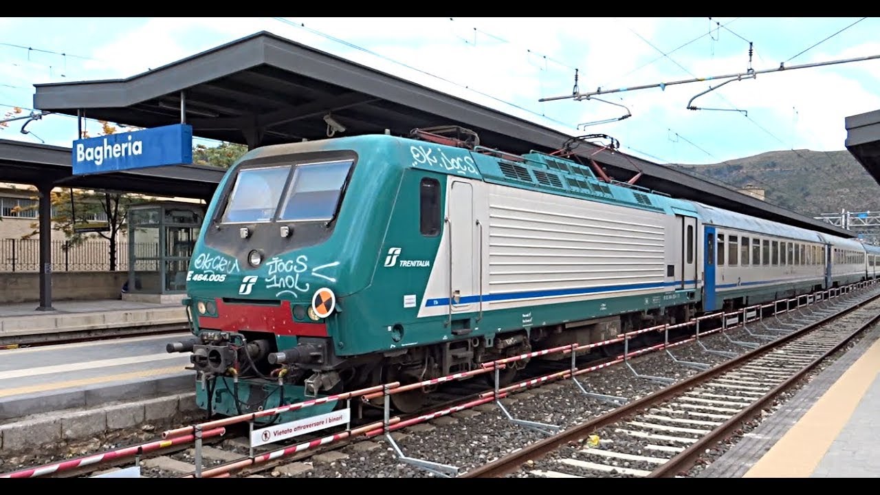 [HD - Treni] E464.005 ex LE + Treno Regionale con 2 UIC-X+MDVC+Pilota UIC-X in partenza da Bagheria!