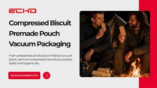 Compressed Biscuit Packaging Line: Arranging, Heat Shrink & Pouch Vacuum Packing | Echo Machinery