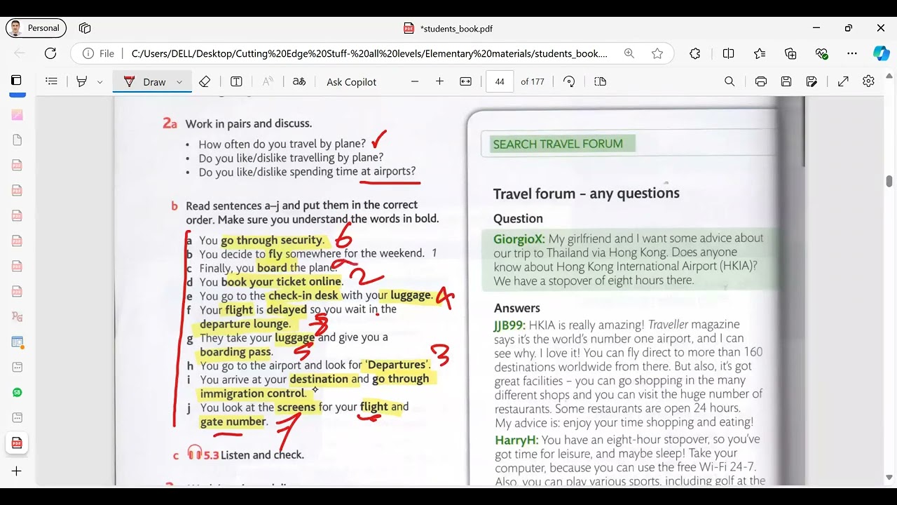 A2 Level- Elementary Cutting Edge- Travel experience  & expressing possibilty and ability