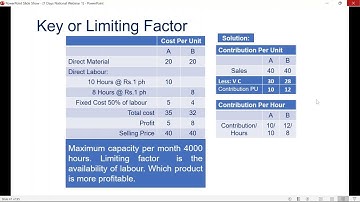 MARGINAL COSTING: KEY FACTOR DECISION OR LIMITING FACTOR DECISION