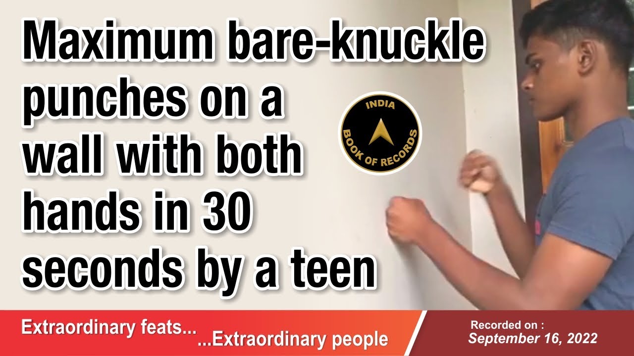 Maximum bare knuckle punches on a wall with both hands in 30 seconds by