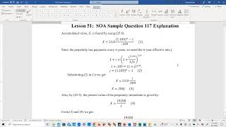 Actuarial SOA Exam FM Prep Lesson 51: SOA Sample Question 117 Solution