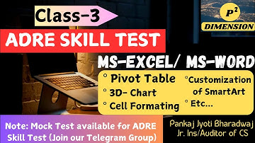 ADRE 2.0 Skill Test Practice Class-3/ MS-EXCEL, MS-WORD/ HSSLC & DEGREE