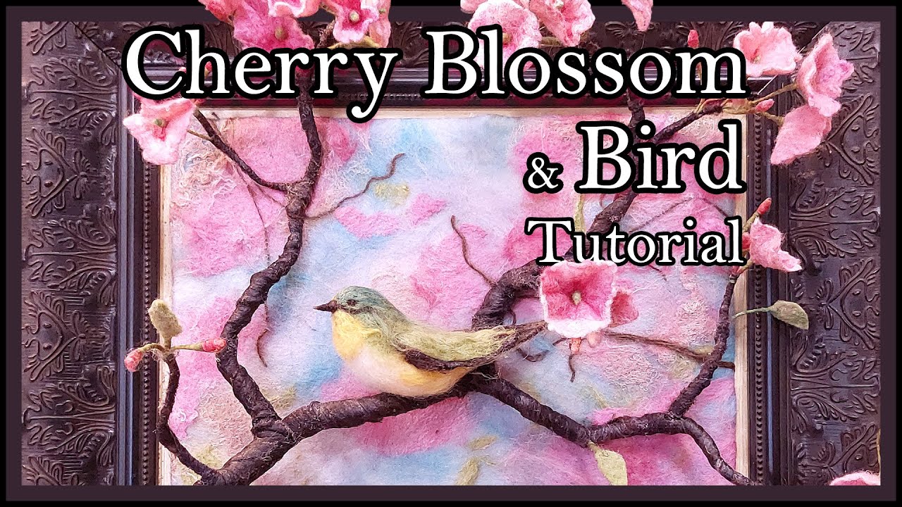 Cherry Blossom and Bird - Needle / Wet Felting