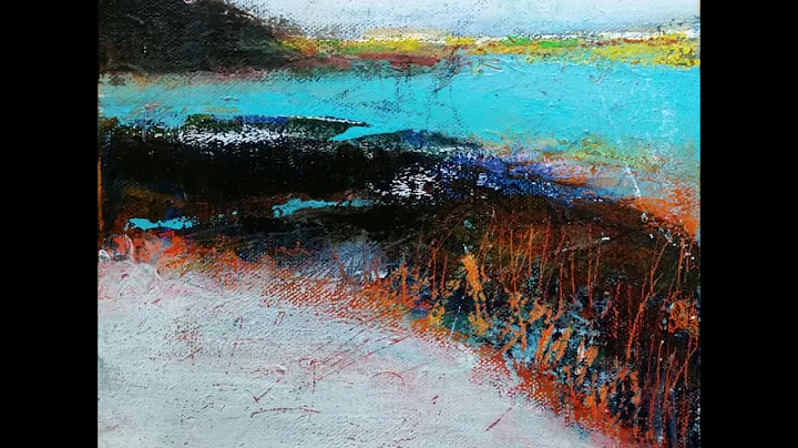 Abstract acrylic landscape painting, mixed media