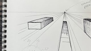 Linear perspective drawing - Beginner exercise 1. Linear Perspective Drawing Beginner Exercise 1