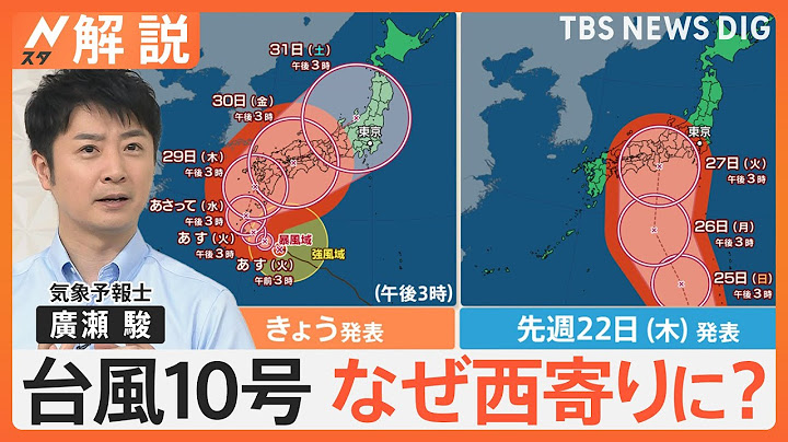 台風10号は「寒冷渦」の影響で西寄りに　動きが遅く台風から離れた地域も大雨には要注意【Nスタ解説】｜TBS NEWS DIG
