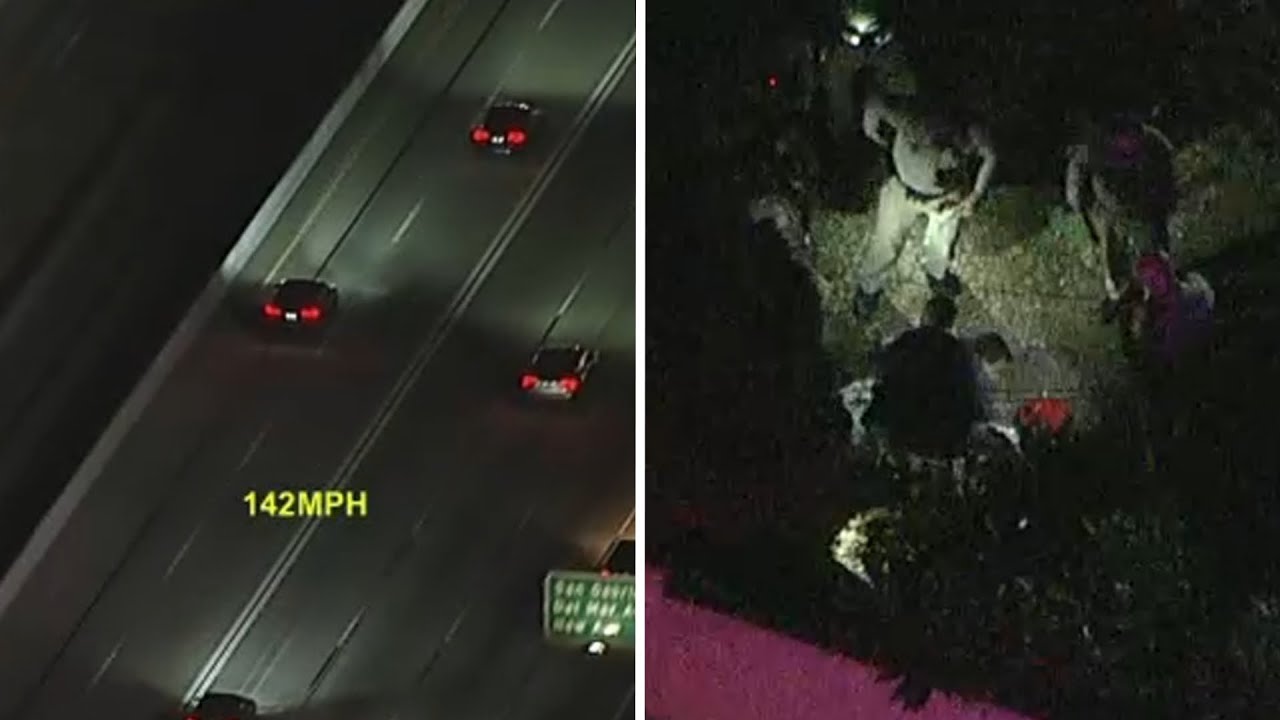Driver arrested after dangerous 140+ mph chase ends in foot bail - YouTube