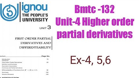 (v-31) Ignoucbcs bag bscg mathematics bmtc-132 Unit-4 Higher order partial derivatives Ex-4, 5,6