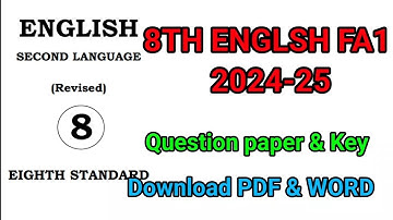 8th English FA 1 Question Paper and Key Answer PDF & WORD | Formative assessment 1 @learneasilyhub