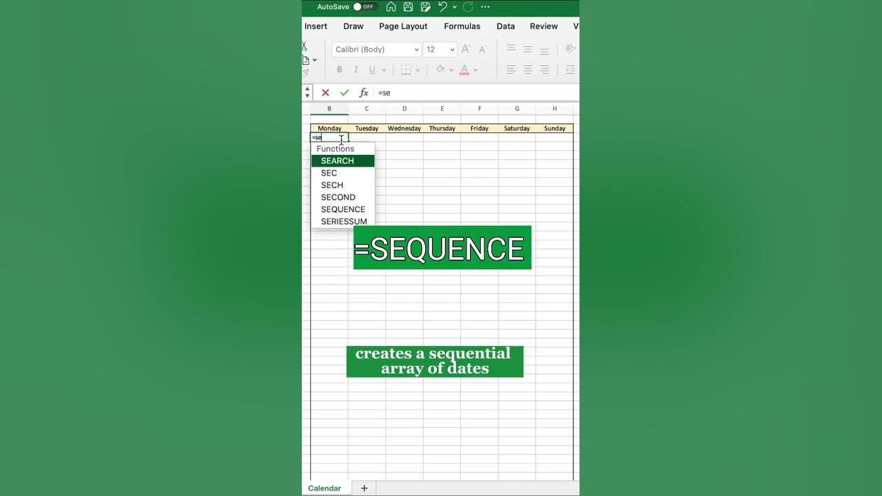 Dynamic calendar in excel youtube