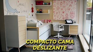 Dormitorio infantil con cama compacta, cama deslizante y cajones inferiores