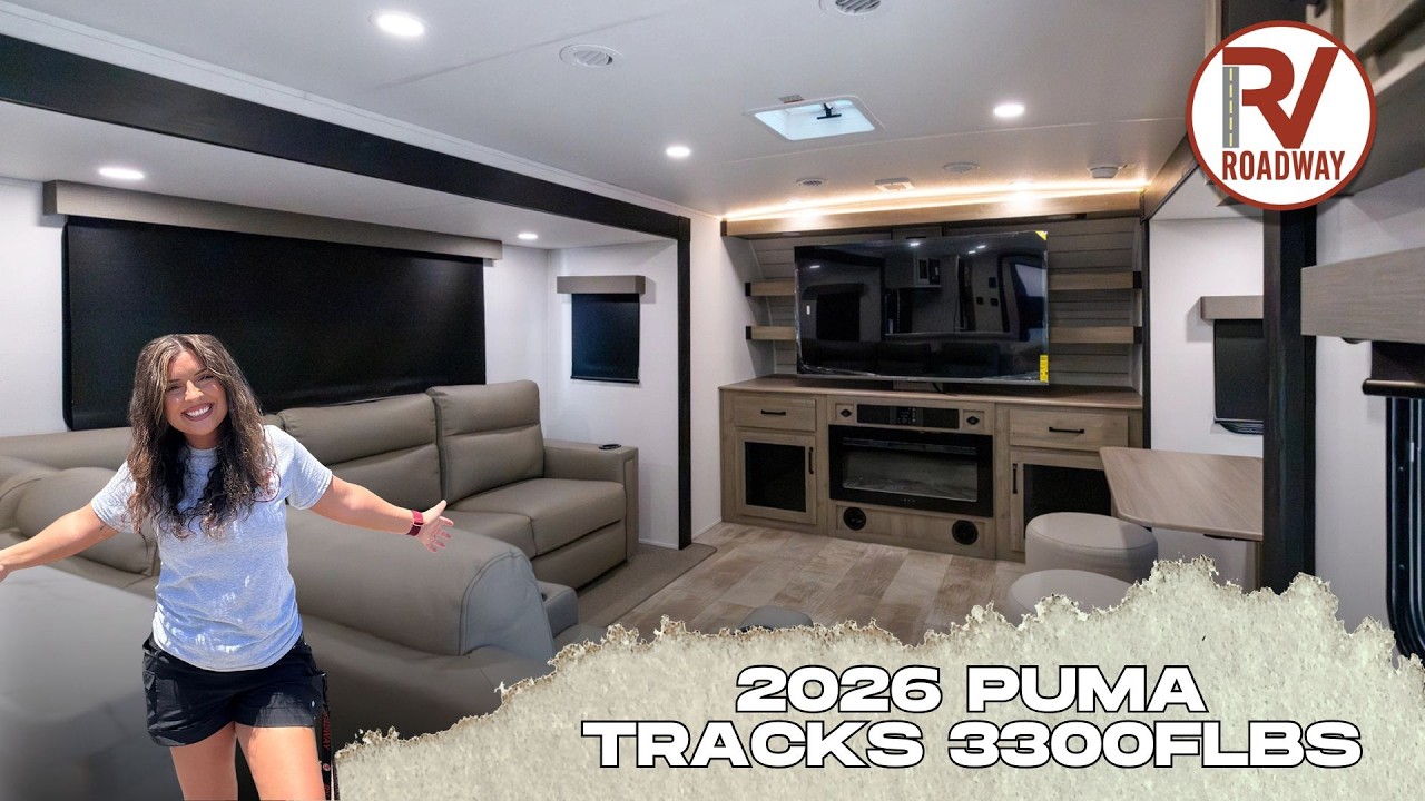 Front living = main character energy ✨ The 2026 Forest River Puma Tracks 3300FLBS