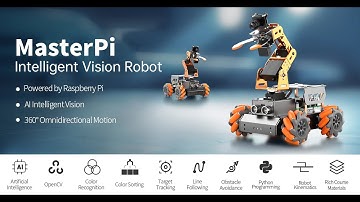 MasterPi AI Vision Robot Arm with Mecanum Wheels Car Raspberry Pi Open Source
