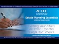 Getting Your Affairs in Order:  Essential Legal Documents | ACTEC