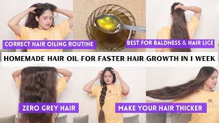 My Secret Homemade Hair Oil To Grow Long & Thick Hair Faster in 1 Month✨No Hairfall.