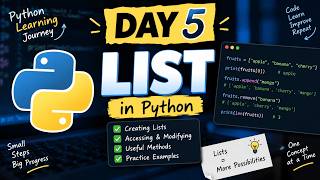 Day 5 of Learning Python for Data Science | Python Lists