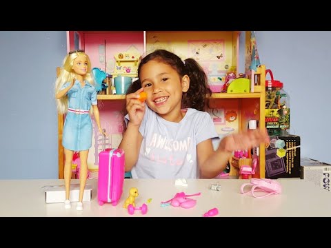 barbie travel doll & puppy playset