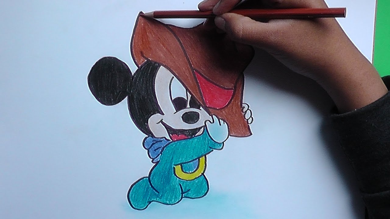Dibujando Y Pintando A Mickey Mouse Con Sombrero Drawing And Painting Mickey Mouse Hat Youtube