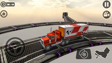 Impossible Truck Tracks 3D - Red Truck Driving Stunts Simulator - Levels 1 to 7 Completed Gameplay