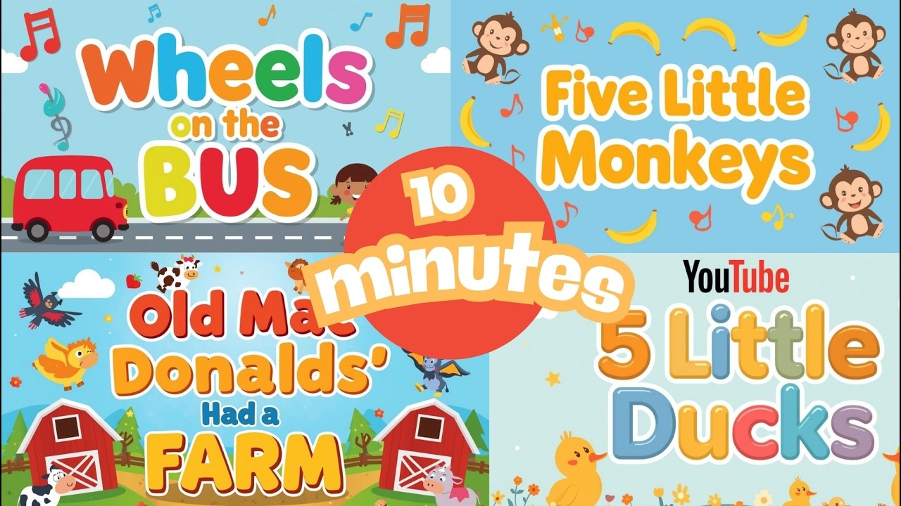 Top Nursery Rhymes Collection 🚌🦆🐵 | Non-Stop Kids Songs & Cartoons
