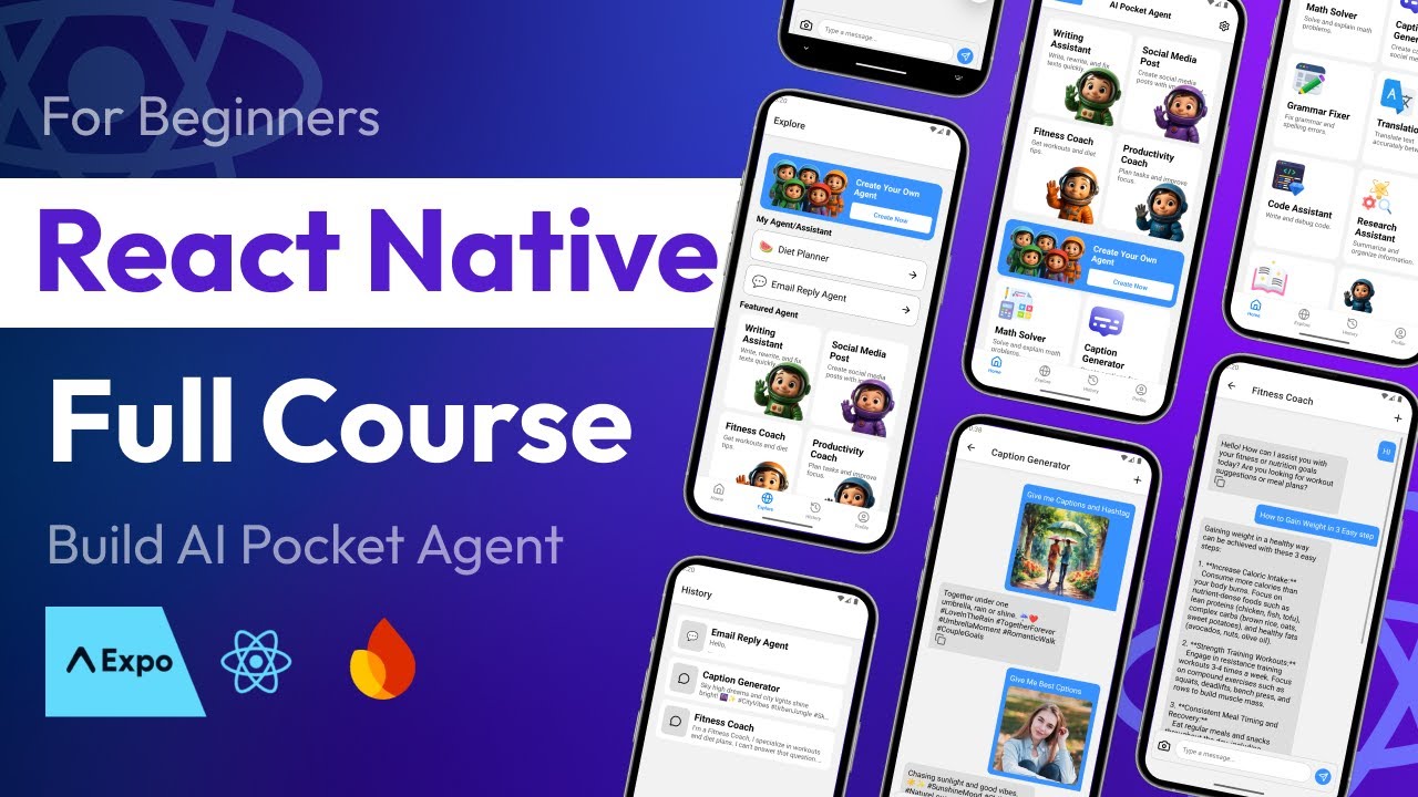 React Native Full Stack App | Expo, Firebase and AI | AI Pocket Agent | Tubeguruji