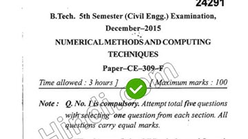 2015 Mdu BTech Civil 5th Sem Numerical Method & Computing Technique  Question Paper