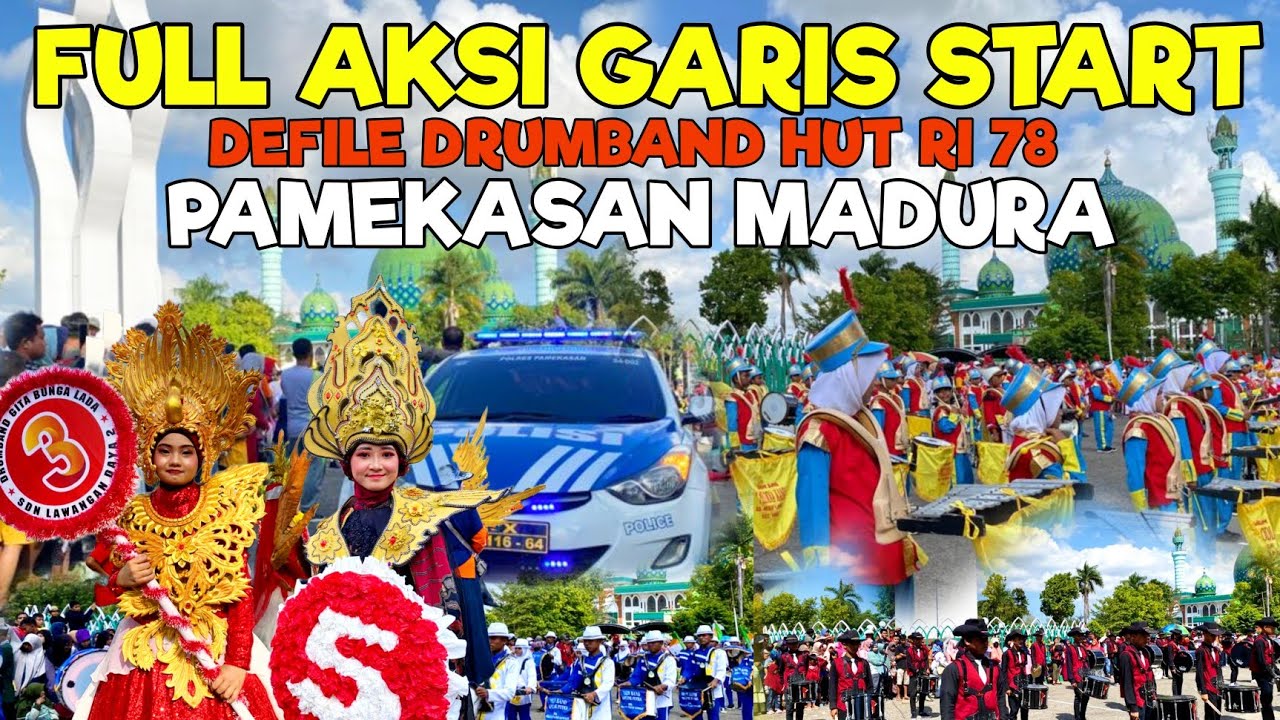 FULL AKSI START DEFILE DRUMBAND HUT RI 78 PAMEKASAN MADURA