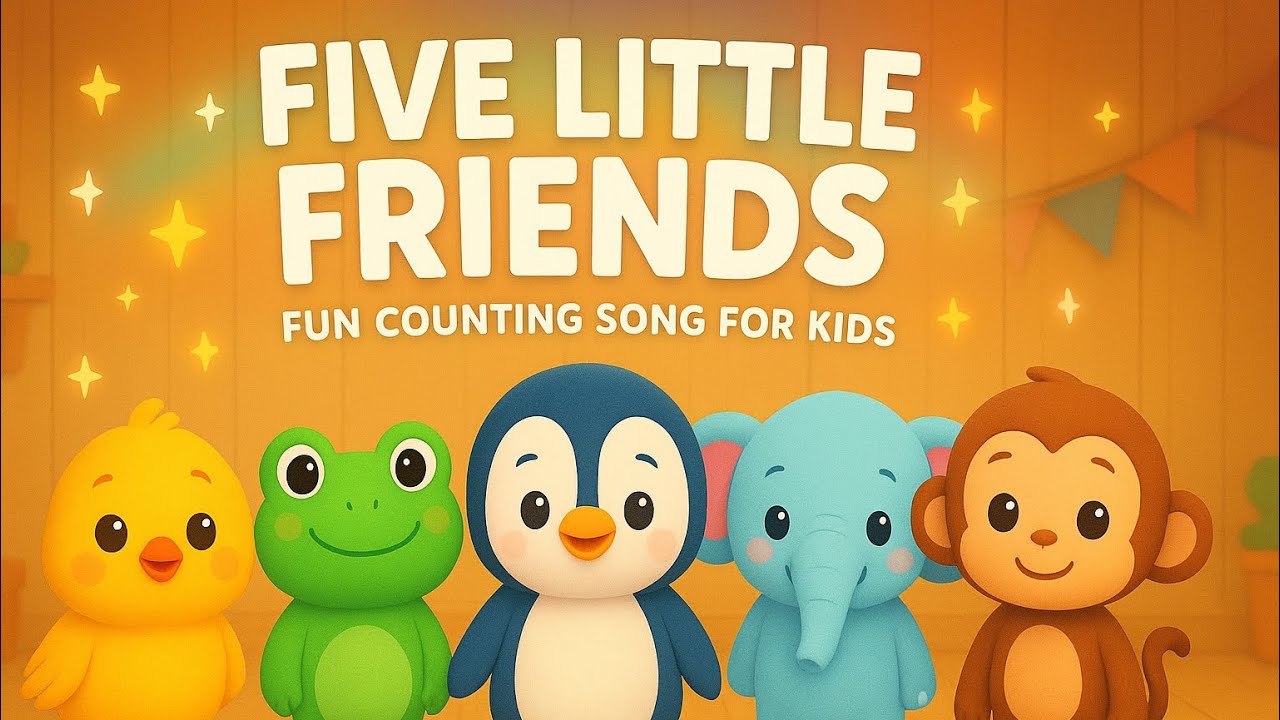 Five Little Friends 🐦🐸🐘🐧| Fun Counting Song for Kids | Preschool Learning ”