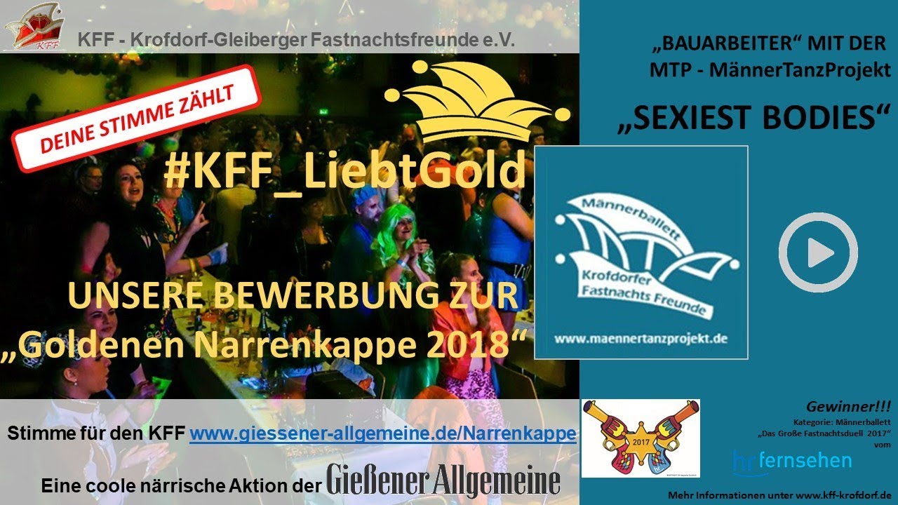 KFF MTP MännerTanzProjekt 2017 18 Goldene Narrenkappe