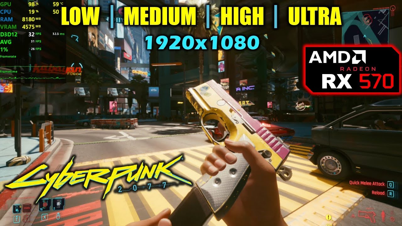 RX 570 Cyberpunk 2077 - 1080p - Low, Medium, High and Ultra