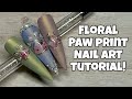 Floral paw print nail art tutorial