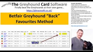 Betfair Greyhound card software Backing favourites method screenshot 2