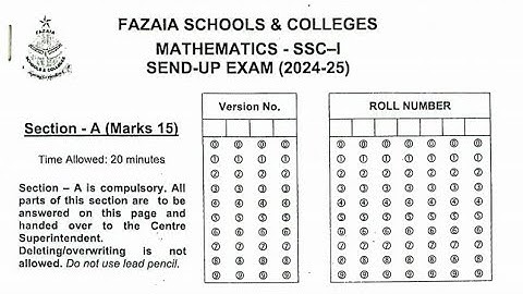 Mathematics Class 9th Sendup Paper 2024 FAZAIA school and college #fazaia#apsacs#fbise