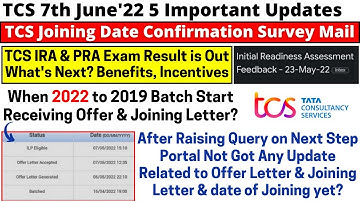 TCS 2022-2019 Batch Joining Date Conformation Survey Mail, What