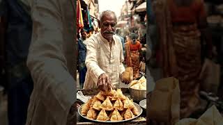 yummy samosas😛😍#samosa#streetfood#india#ai#edit#oldman#tasty#poorpeople
