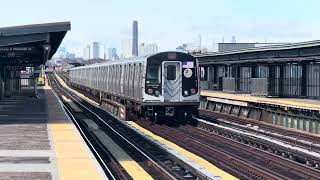 IND Culver Line: New York City Subway Manhattan Bound R160 (F) Express Train passing Bay Pkwy